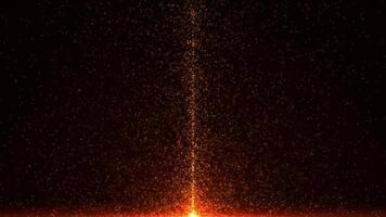 Animation of abstract luminous glitter particles flying upward. Flight of bright dots and particles on a dark background. Seamless loop video