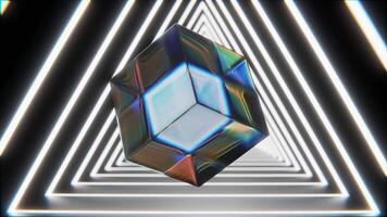 Glass cube non stop animation render video