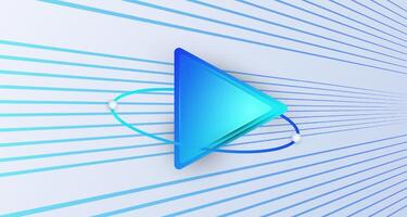 Glowing gradient music or play button. Blue and white background vector