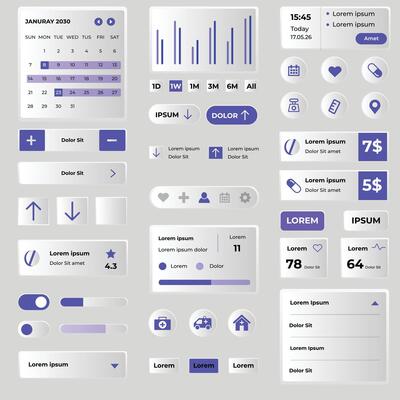 Gradient ui ux elements collection set