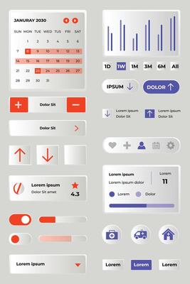 Gradient ui ux elements collection set