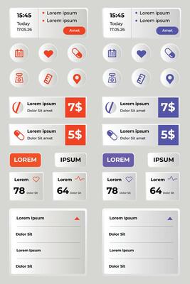 Gradient ui ux elements collection set