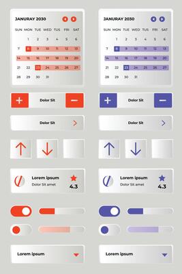 Gradient ui ux elements collection set