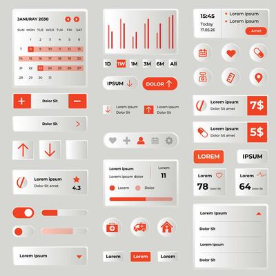 Gradient ui ux elements collection set