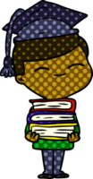 cartoon smiling boy with stack of books drawing png