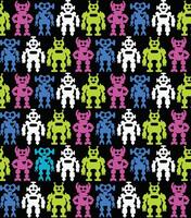 Robots. Seamless black background vector