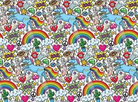 Unicorn background with different elements. vector