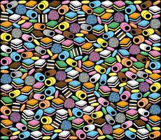 Liquorice candy lack background. Assorted licorice candies on black background vector