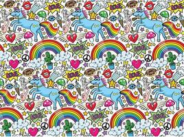 Unicorn background with different elements for teens vector