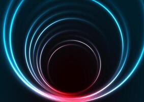 Blue red laser neon circles abstract tech background vector