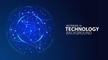 Technology abstract background blue light, network connection, big data, science, and chemistry concepts vector