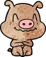 nervous cartoon pig sitting drawing png