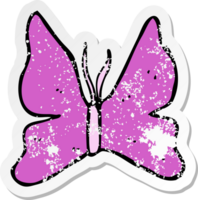 retro distressed sticker of a cartoon butterfly symbol drawing png