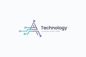 Letter A Logo Abstract Electrical Board Circuit Element Design Modern Technology Electronic vector