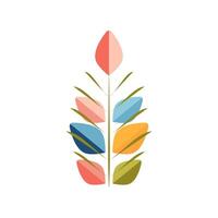 Geometric Branch with Mirrored Colorful Leaves and Veins vector