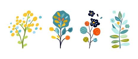 Whimsical Floral Illustration with Colorful Plants vector