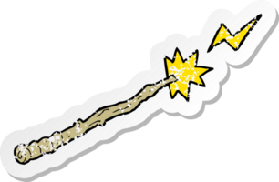 retro distressed sticker of a cartoon magic wand drawing png