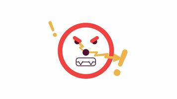 Deadline clock angry 2D object animation. Hurry time. Stressed overwhelmed flat color cartoon 4K , alpha channel. Overload overworked. Annoyed morning alarm animated item on white background video