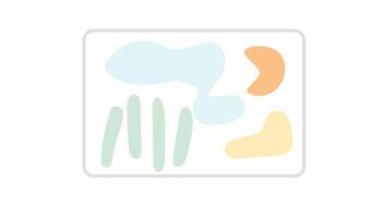 Abstract painting 2D object animation. Child drawing. Abstraction landscape flat color cartoon 4K , alpha channel. Creative art borders. Artwork canvas animated item on white background video