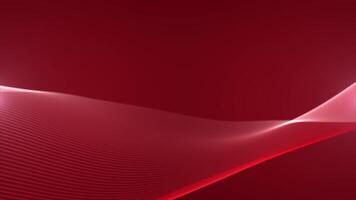 Elegant red background with smooth waveform floating in zero gravity. Ethereal shape of abstract stripe wave made of light strings with soft white shine effect. Seamless VJ loop animation , 4k 60 fps video