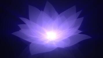 Looped background with lotus flower, symbol of yoga and spiritual enlightenment. Astral form with ethereal glow for trance music festival and esoteric performance visualization. Seamless loop 4k 60fps video