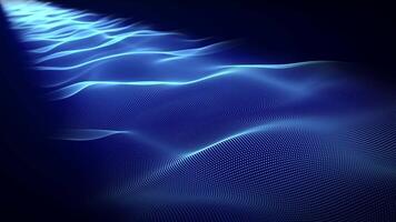 Light blue wave stream smoothly floating on a dark background with soft glow effect. Elegant motion graphics with wavy path of liquid flow, smooth and silky shine effect. Seamless vj loop , 4k 60 fps video