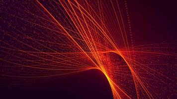 Abstract glowing red orange structure made of hi-tech lines and bright particles. Seamless VJ loop background for sound visualization, music festival performance, technology, art and science. 4k 60fps video