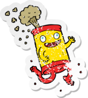 retro distressed sticker of a cartoon crazy soda can drawing png
