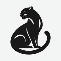 Striking Panther Silhouette , Minimalist Design on White Background vector