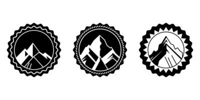 mountain set shapes and elements silhouette icon of mountain peaks and hiking vector