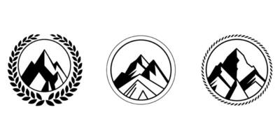 mountain set shapes and elements silhouette icon of mountain peaks and hiking vector