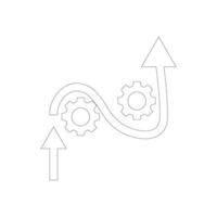 Arrow with gears, flat sign on white background, agile process, methodology development, and flexible work software icon vector