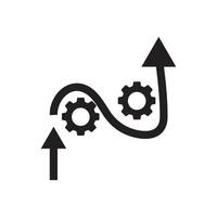 Arrow with gears, flat sign on white background, agile process, methodology development, and flexible work software icon vector