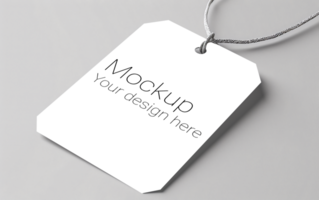 Mockup of label tag with rope on gray background psd