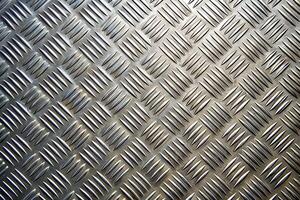 Steel material, checkered steel plate, scratched metal background. 3D rendering photo