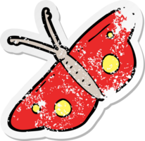 retro distressed sticker of a cartoon butterfly symbol drawing png