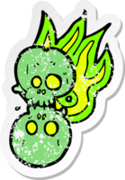 retro distressed sticker of a cartoon halloween bone number drawing png