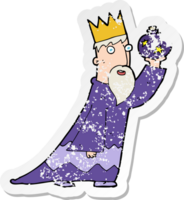 retro distressed sticker of a one of the three wise men drawing png