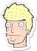 retro distressed sticker of a cartoon nervous man drawing png