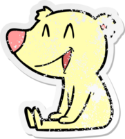 distressed sticker of a sitting bear cartoon drawing png