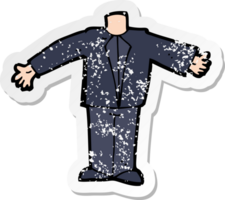 retro distressed sticker of a cartoon body in suit drawing png