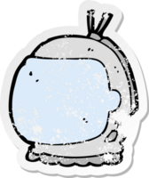 retro distressed sticker of a cartoon astronaut helmet drawing png