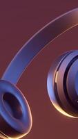 Abstract rotating headphones. Design. Beats Electronics, monster beats new headphones isolated on a colorful background. For editorial use only. video