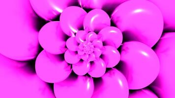 Rotating spiral in shape of flower. Design. Bright 3d animation with rotating round petals of spiral flower. Abstract animation of spiral in shape of flower or shell video