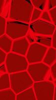 Red background. Design.A bright ornament made of small dark particles that is blown up in abstraction. video