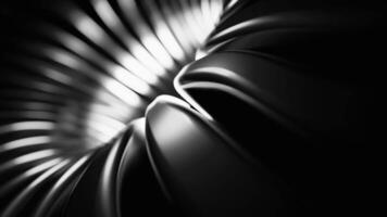 Purple and gray oscillating lines creating a tunnel. Design. A hole in the animation from which light ribbons depart in 3d format. video