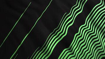 Animated 3D waving cloth texture with green and black diagonal stripes, seamless loop. Motion. Smooth silk cloth surface with ripples and folds in tissue. video