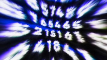 Glowing virtual numbers for game code. Motion. Glowing numbers appearing in creepy virtual stream. Animation with numbers for computer horror game video