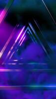 Flying inside futuristic abstract tunnel of metallic triangles and smoke. Design. Endless triangular metal shapes. video