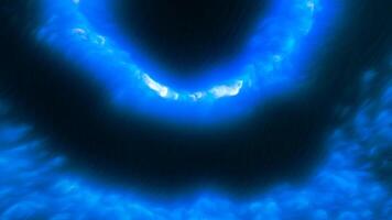 Bright rings with water vibration. Motion. Bright rings of light are blurred by vibration of water. Splashes and particles by wave of vibration of bright rings video